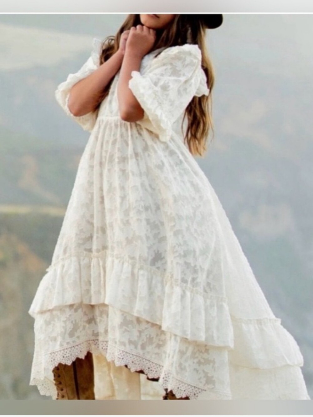 Joyfolie Kassia Maxi Dress Bohemian Cottagecore Vintage-inspired Hi-lo Lace 12